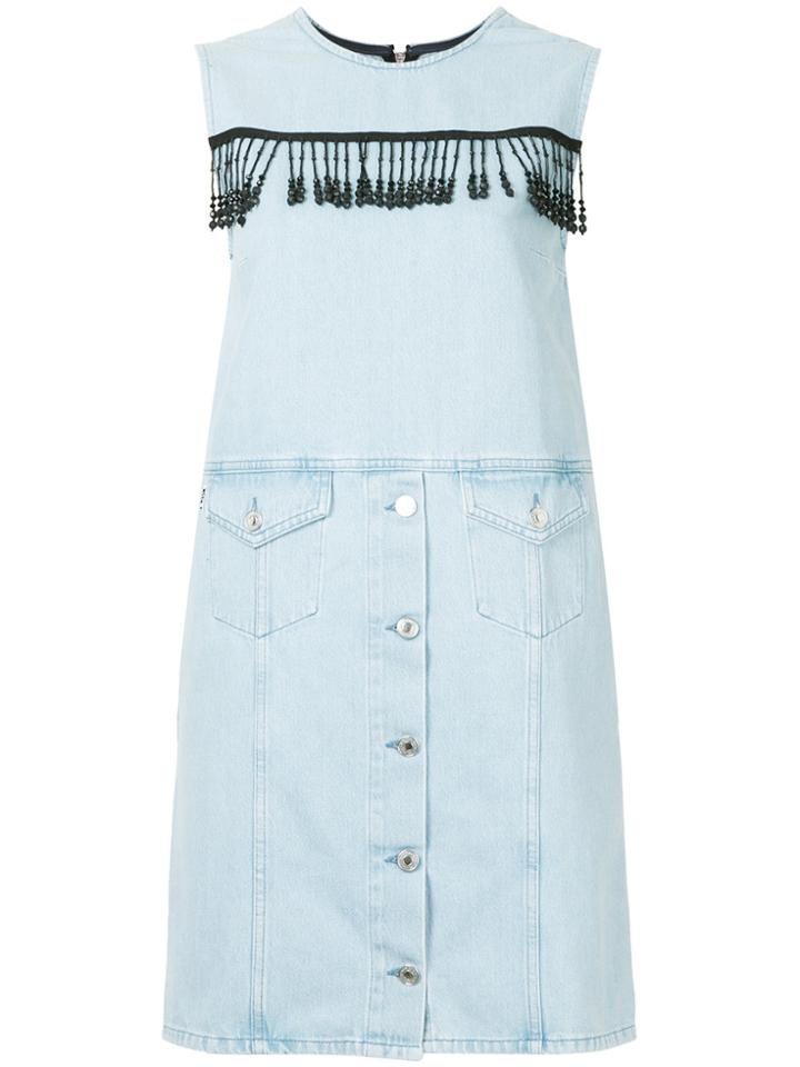 Msgm Sleeveless Denim Pinafore Dress - Blue