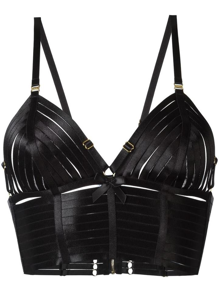 Bordelle Bondage Belle Crop Top, Size: Small, Black, Polyamide/spandex/elastane