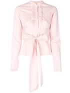 Romeo Gigli Pre-owned Ruffled Trim Belted Shirt - Pink
