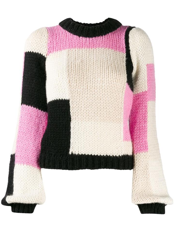 Ganni Colour Block Jumper - Pink
