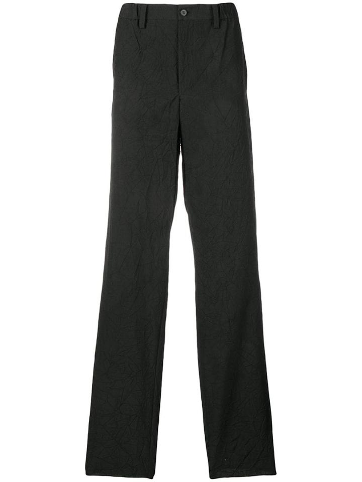 Issey Miyake Men Wrinkled Effect Trousers - Black