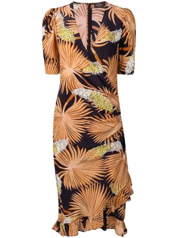De La Vali Palm-print Dress - Brown