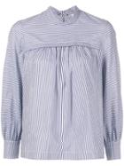 Tory Burch Striped Bow Blouse - Blue