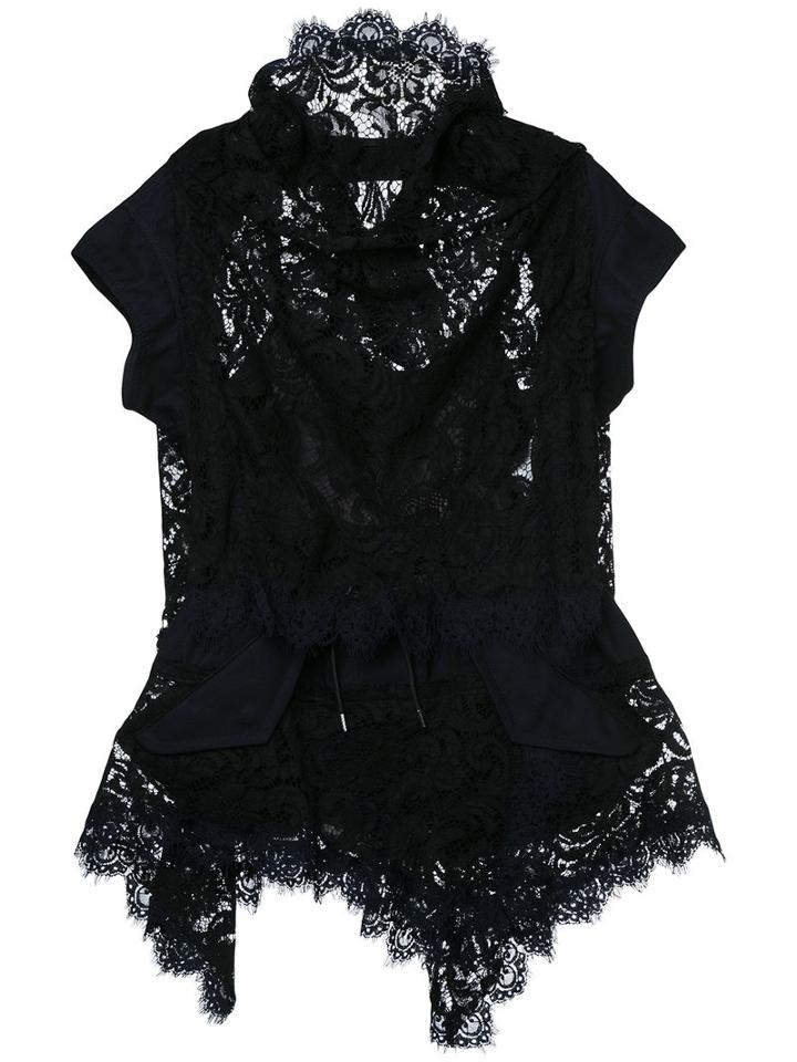Sacai - Asymmetric Lace Blouse - Women - Cotton - 1, Black, Cotton