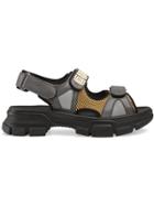 Gucci Leather And Mesh Sandals - Grey