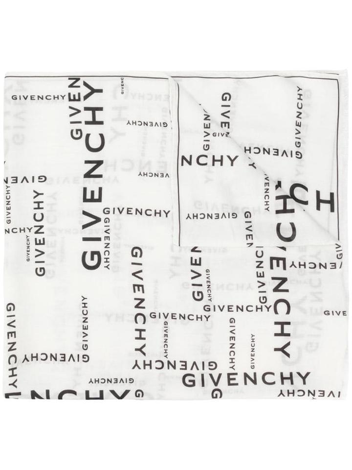 Givenchy All Over Logo Print Scarf - White