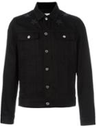 Givenchy Star Patch Denim Jacket, Men's, Size: L, Black, Cotton/calf Leather/polyester