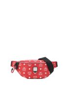 Mcm Logo Zipped Belt Bag - Red