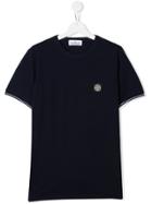 Stone Island Junior Stripe Detail Logo T-shirt - Blue