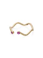 Sabine Getty 18k Yellow Gold Wiggly Snake Ring With Sapphires