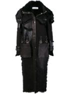 Almaz Fur Inserts Midi Coat - Black