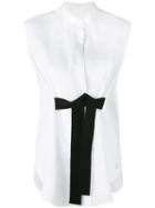 Moncler Gamme Rouge - Bow Tie Sleeveless Tank - Women - Cotton - 0, Women's, White, Cotton