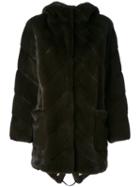Liska - Hooded Coat - Women - Mink Fur - M, Green, Mink Fur