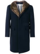 Thom Browne Detachable Gold Beaver Collar Melton Wool Chesterfield
