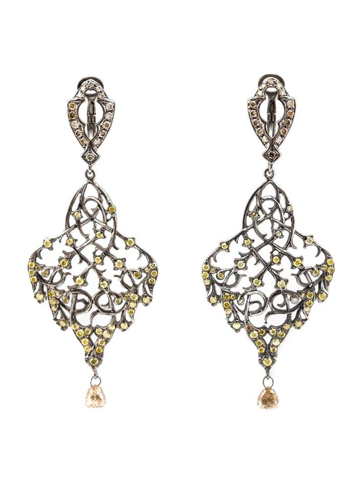 Loree Rodkin Thorn Leaf Drop Diamond Earrings, Women's, Metallic