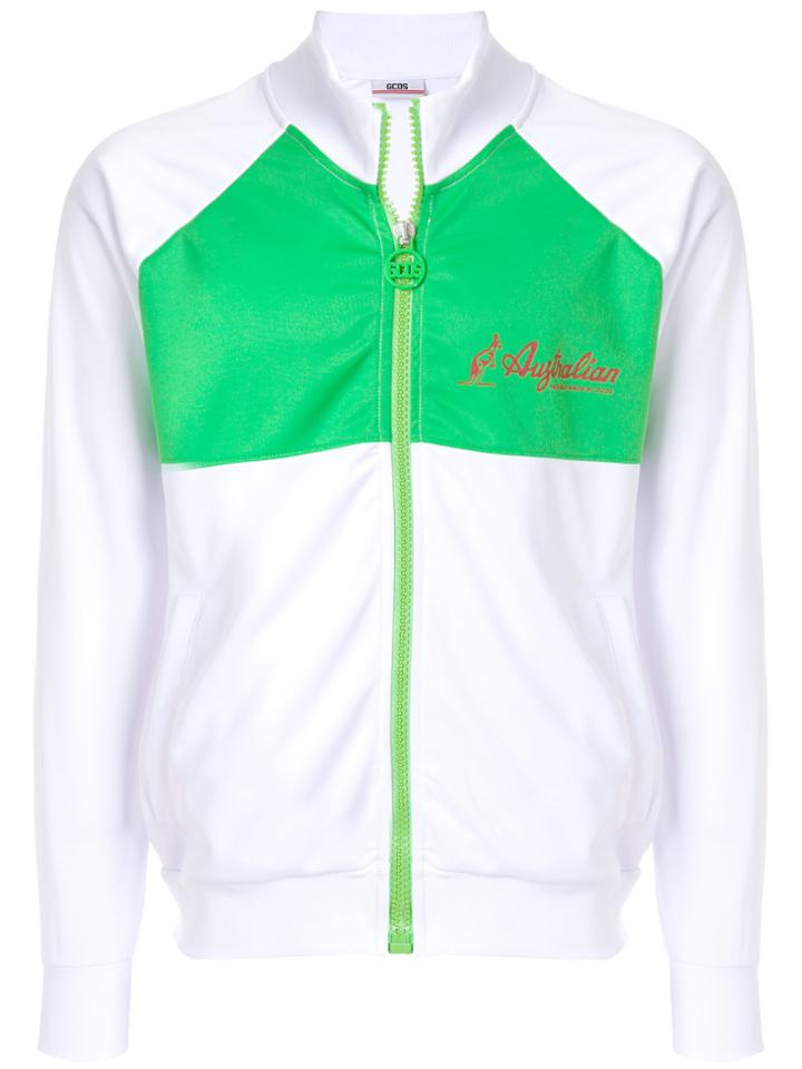 Gcds Contrast Panel Zipped Jacket - White