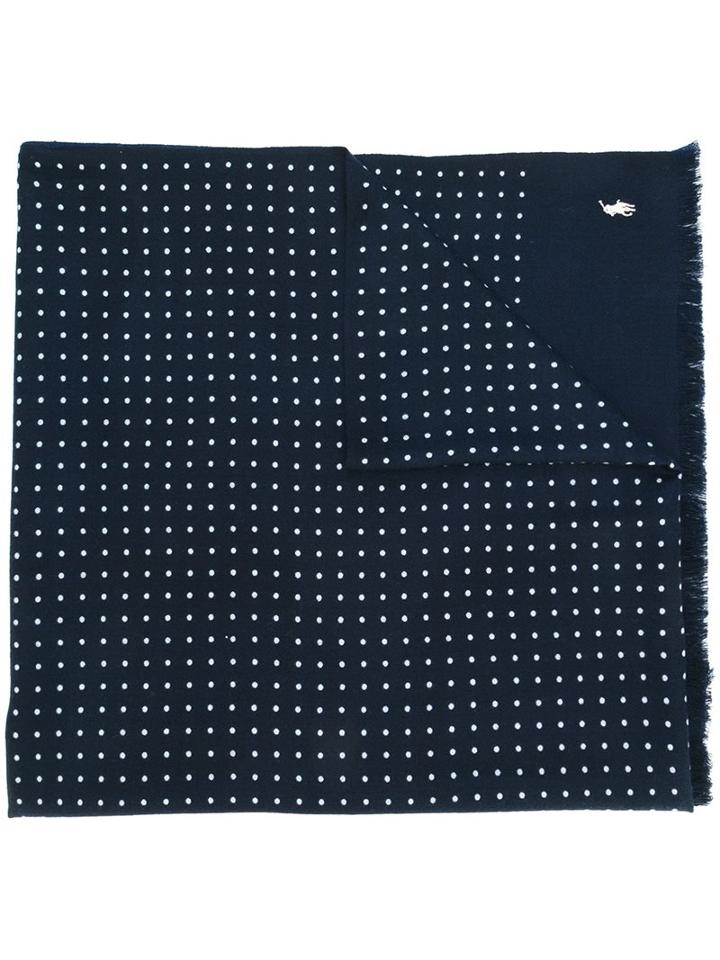 Polo Ralph Lauren Polka Dot Logo Embroidered Scarf, Men's, Blue, Wool