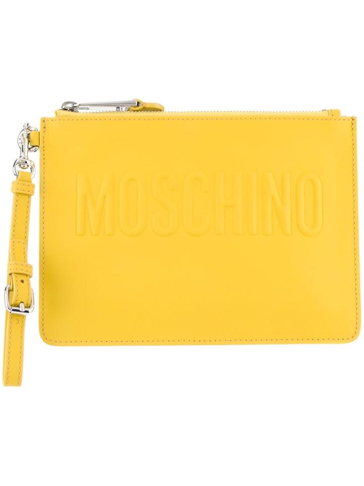 Moschino Logo Clutch, Women's, Yellow/orange