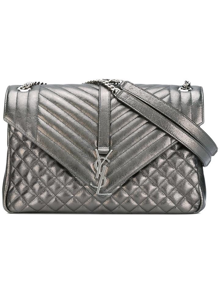 Saint Laurent - Monogram Shoulder Bag - Women - Leather - One Size, Grey, Leather