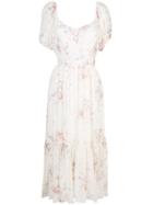 Love Shack Fancy Floral Print Midi Dress - White