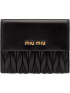 Miu Miu Matelassé Logo Wallet - Black