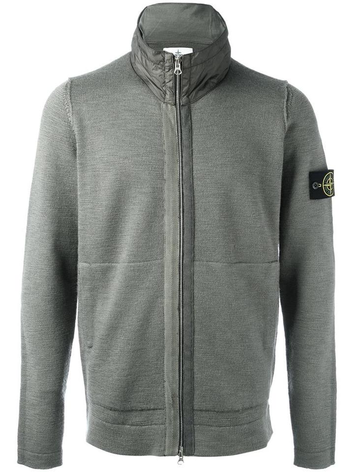 Stone Island Zipped Jumper, Men's, Size: Medium, Green, Polyamide/wool