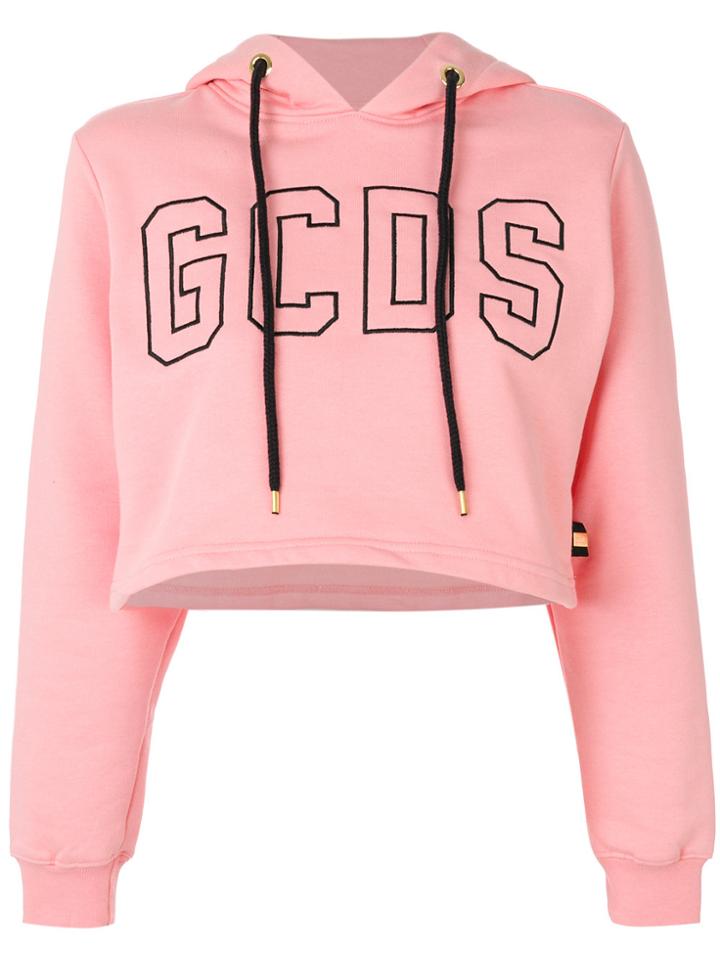 Gcds Cropped Hoodie - Pink & Purple