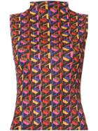 Pleats Please By Issey Miyake Geometric Print Sleeveless Turtleneck