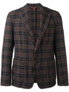 Barena Checked Blazer, Men's, Size: 48, Blue, Cotton/linen/flax