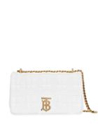 Burberry Small Quilted Check Lambskin Lola Bag - White