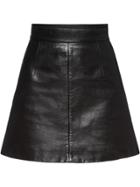 Miu Miu A-line Leather Skirt - Black