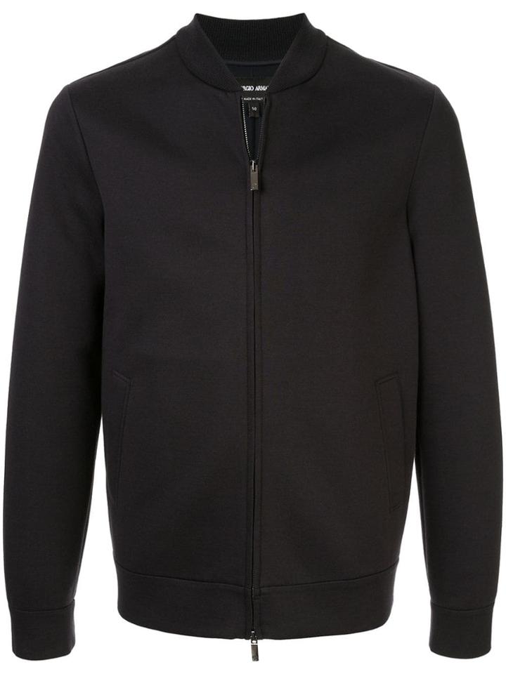 Giorgio Armani Jersey Bomber Jacket - Blue