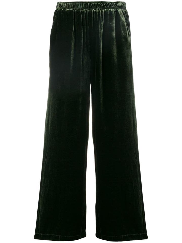 Gold Hawk Velvet Cropped Trousers - Green