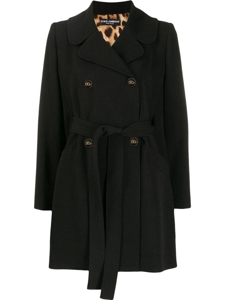 Dolce & Gabbana Double-breasted Tie-waist Coat - Black