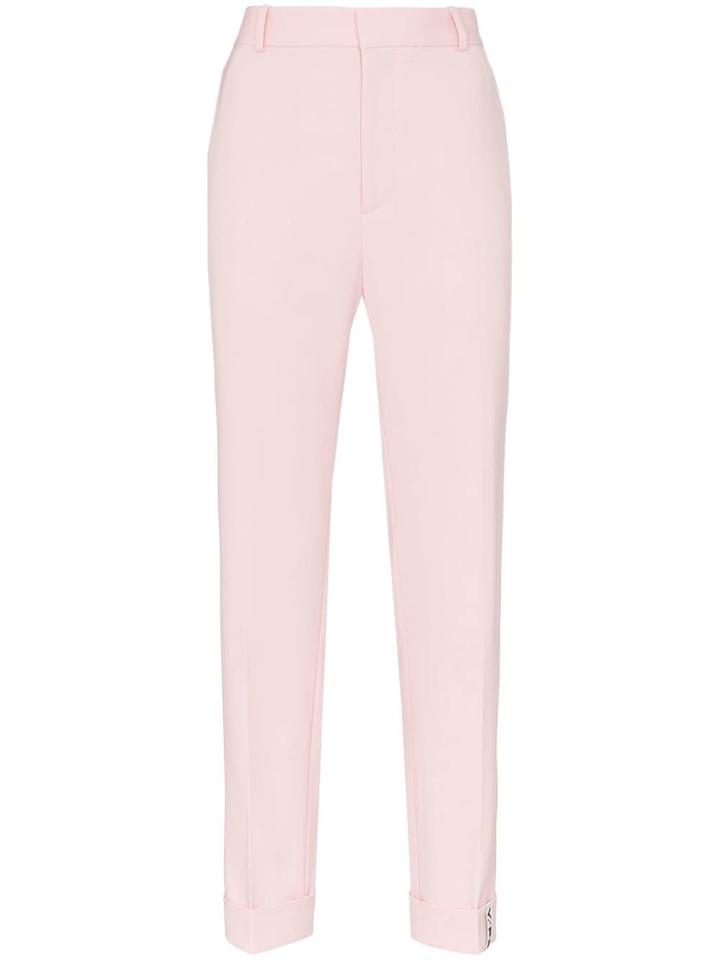 Y / Project Pleated Print Slim Leg Wool Blend Trousers - Pink