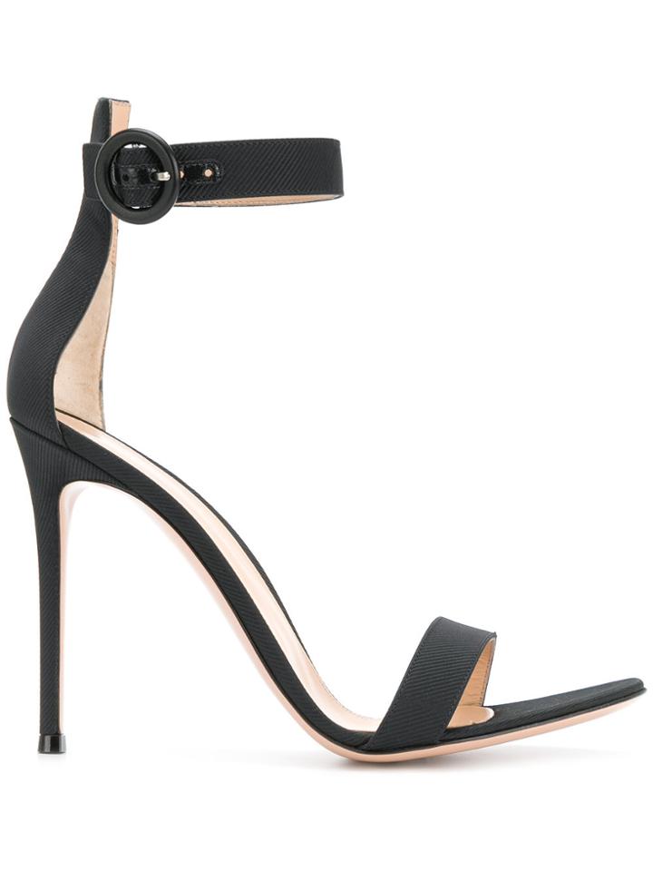 Gianvito Rossi Textured Strappy Sandals - Black