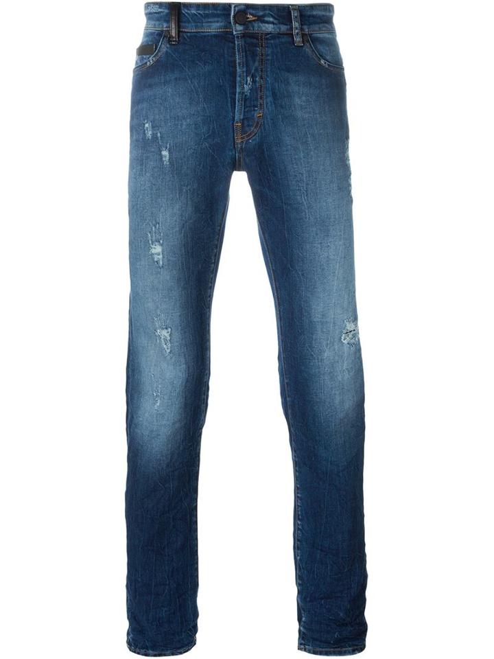 Marcelo Burlon County Of Milan Slim Fit Jeans, Men's, Size: 33, Blue, Cotton/spandex/elastane