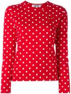 Embroidered Heart Polka Dot T-shirt - Women - Cotton - Xs, Red, Cotton, Comme Des Garçons Play