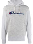 Champion Logo Intarsia Knitted Hoodie - Grey