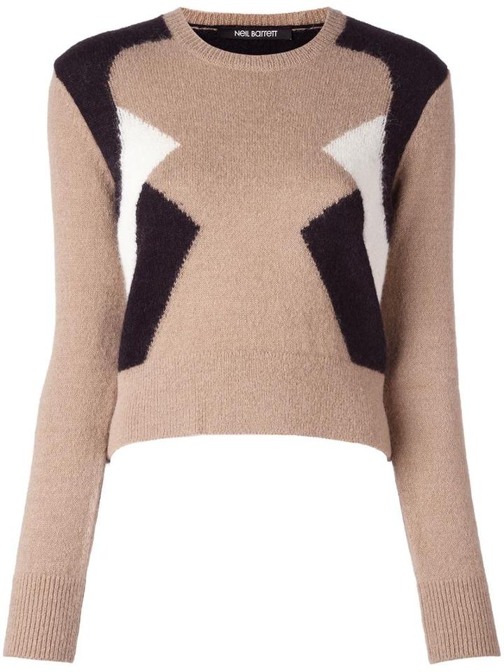 Neil Barrett Geometric Colour Block Jumper, Women's, Size: Medium, Nude/neutrals, Nylon/alpaca