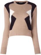 Neil Barrett Geometric Colour Block Jumper, Women's, Size: Medium, Nude/neutrals, Nylon/alpaca