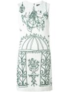 Dolce & Gabbana Victorian Garden Print Brocade Dress, Women's, Size: 44, White, Viscose/cotton/silk