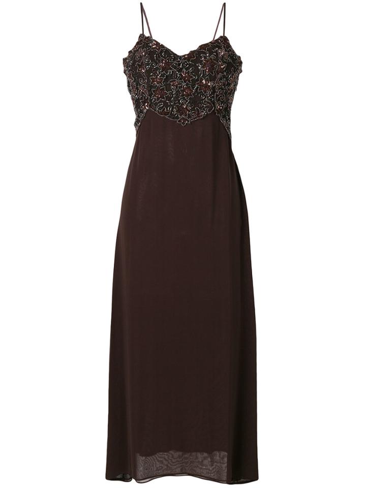 William Vintage Beaded Slip Dress - Brown