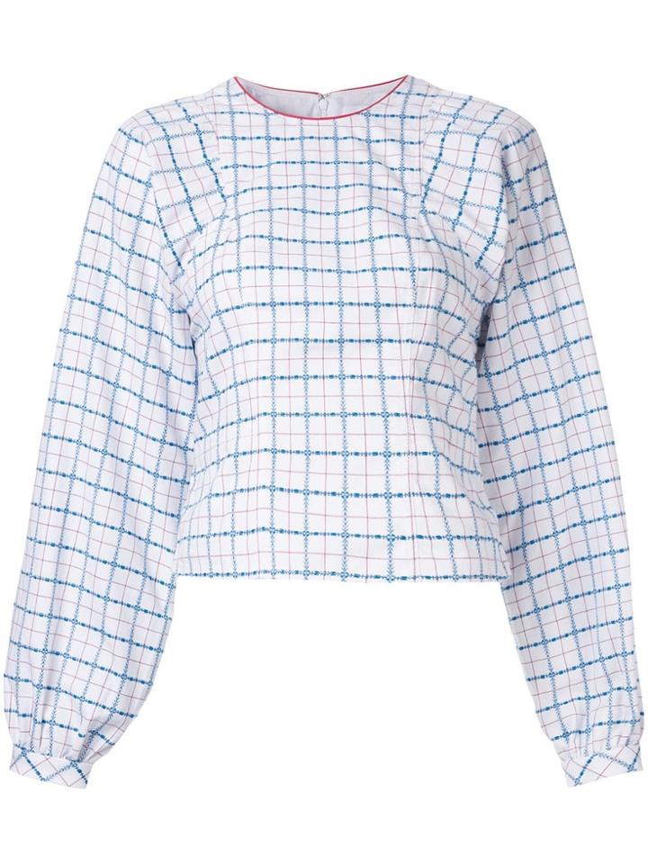 Ck Calvin Klein Prairie Check Jacquard Top - White
