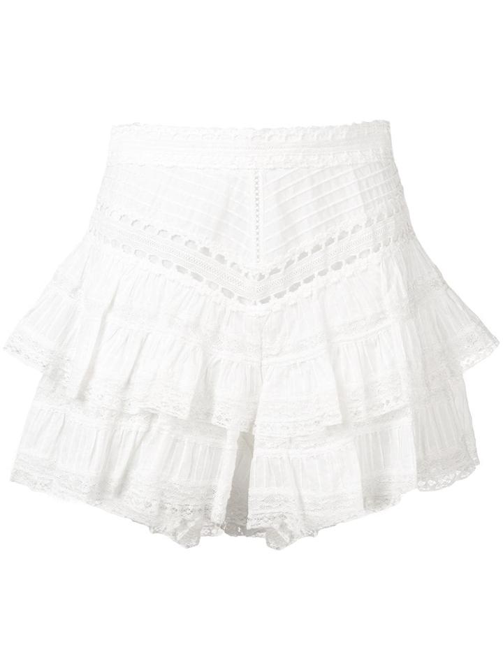 Zimmermann Short Ruffled Shorts - White