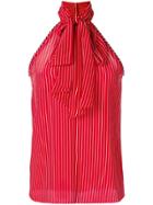 Philosophy Di Lorenzo Serafini Striped Pussy Bow Halterneck Top - Red
