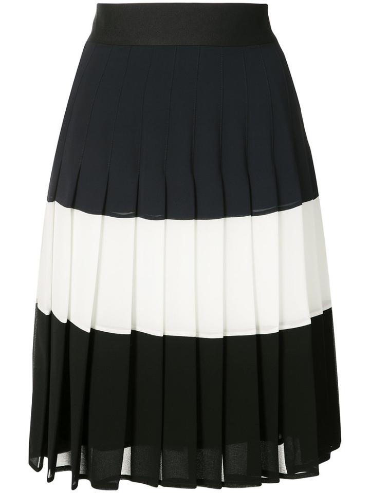 Edward Achour Paris - Pleated Block Colour Skirt - Women - Polyester - 38, Blue, Polyester