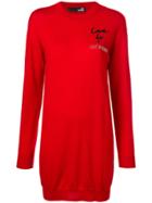 Love Moschino Embellished Logo Sweatshirt Dress - Red