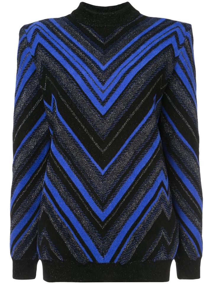 Balmain Structured Shoulder Knitted Jumper - Black