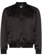 Saint Laurent Officier Logo Embellished Bomber Jacket - Black